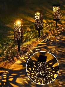 8 pièces/6 pièces/4 pièces/2 pièces Éclairage solaire extérieur, Éclairage décoratif solaire pour sentier de jardin, Éclairage de jardin et de pelouse, Lumières solaires décoratives extérieures à motif ajouré, Éclairage paysager solaire étanche LED pour jardin extérieur, Lumières solaires décoratives pour jardin, cour et bureau
