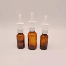 1 pieza Botella pulverizadora de cristal ámbar para spray nasal de 5 ml-100 ml, cabezal pulverizador de presión, botellas vacías recargables con atomizador de cristal - Marrón - Ver 3