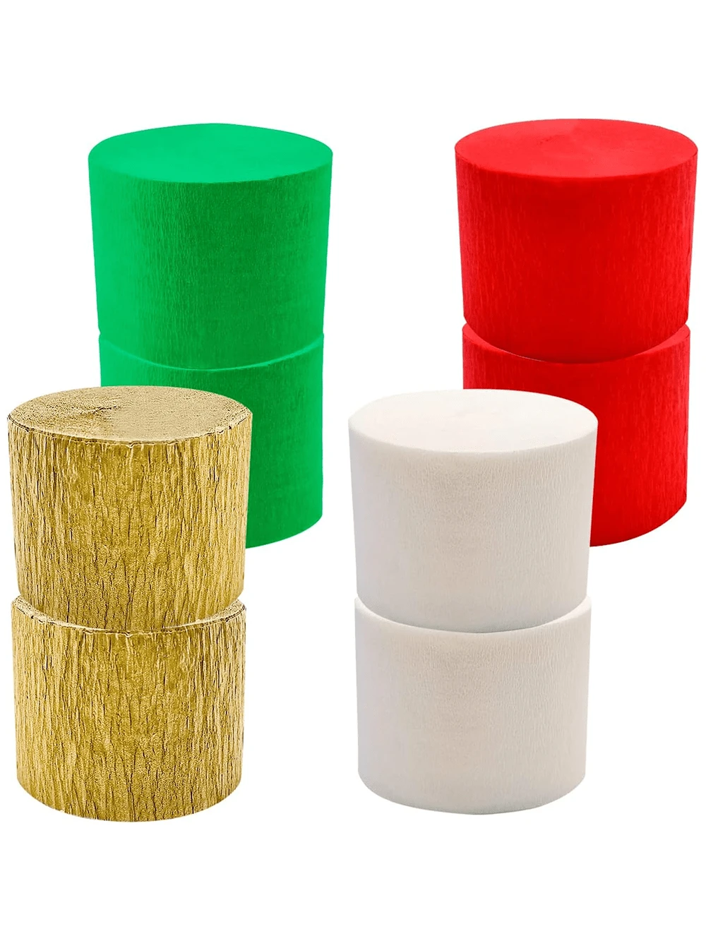 Larcenciel 4 Rotoli di Carta Crespa Dorata Metallica, Nastri Decorativi 4,5 cm x 25 m per Festa di Matrimonio, Compleanno, Celebrazione e Varie Decorazioni