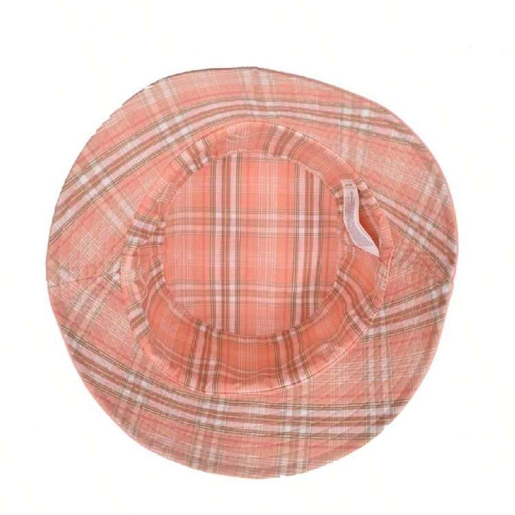 Sombrero bucket doble vista coral y cuadros - Rosa coral - Añade 3