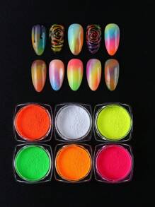 Neon Phosphor Pigment Powder Fluorescent Nail Glitter Chrome Pigment Gradient Effect Ombre Rubbing Neon Dust DIY Manicure Decoration