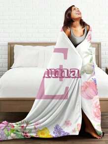 1pc Personalized Flannel Blanket, Soft & Thick Throw Blanket For Sofa, Living Room, Bedroom Home Decor, Suitable For All Seasons, Great Gift For Family & Friends