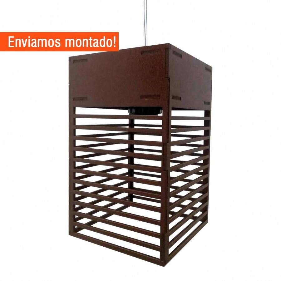 Tokyo Oriental Pendant Lamp For Living Room Kitchen Office Bivolt Gourmet Area In MDF Wood - 核桃 - 查看 1