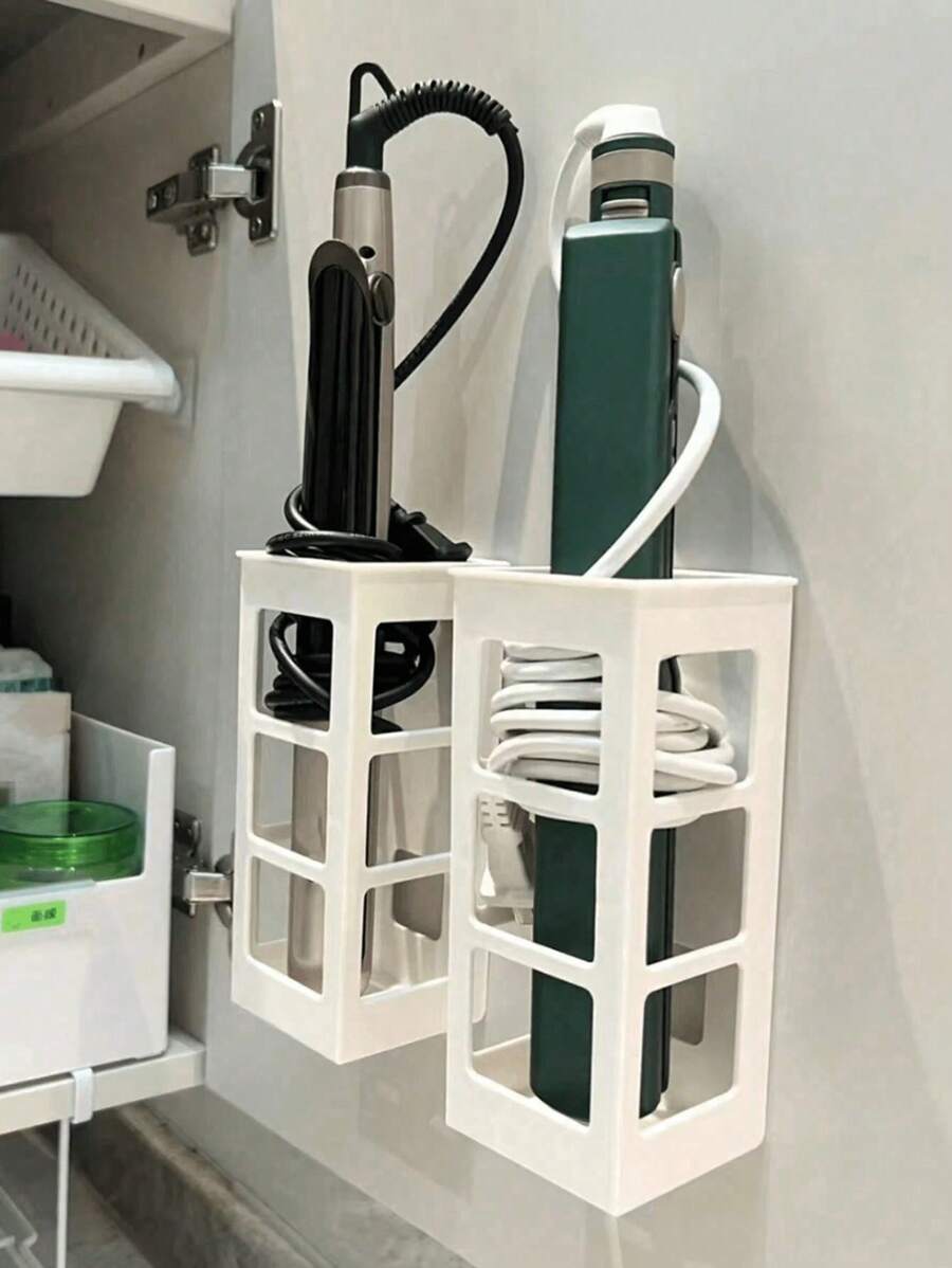 1pc Wall-Mounted Hair Tool Organizer Storage Rack For Curling Irons, Combs And Straighteners, No Drilling Bathroom Organizer, Hair Tools Organizer Box, Bathroom Accessories, Room Decor