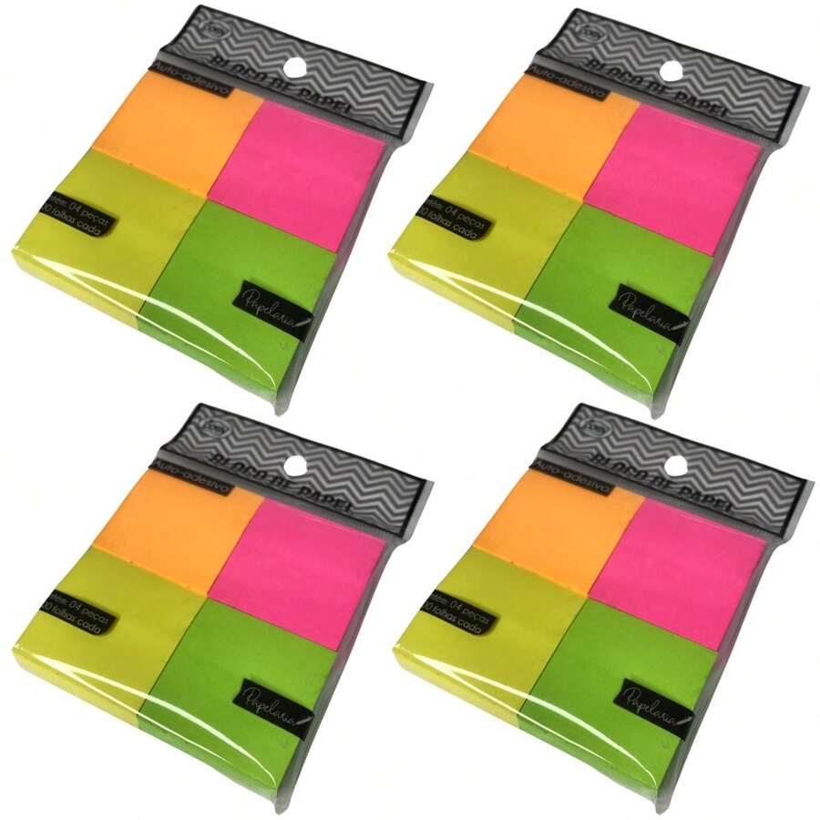 Kit Of Colored Paper Pads 3.8cm X 3.8cm 4 Colors Total Of 1600 Sheets - 彩色 - 查看 1