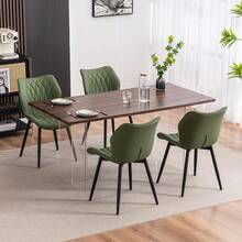 Armless Dining Chairs Set Of 2, Upholstered PU Leather Dining Room Chairs, Modern Kitchen Chairs For Living Room Bedroom, Side Chairs With Mid Back And Metal Legs, Loads 300LBS, Easy To Assemble - Màu xanh Ô liu - Xem 5