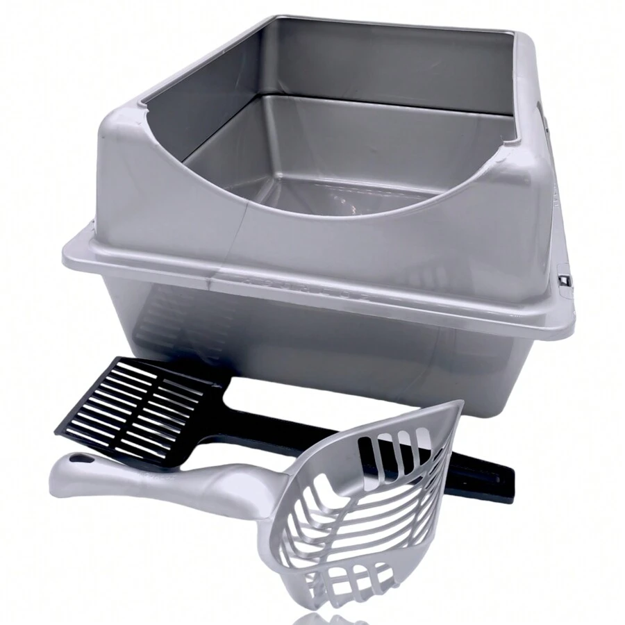 Arenero Grande Para Gato Con Extensión + Palitas - Plateado - Ver 1