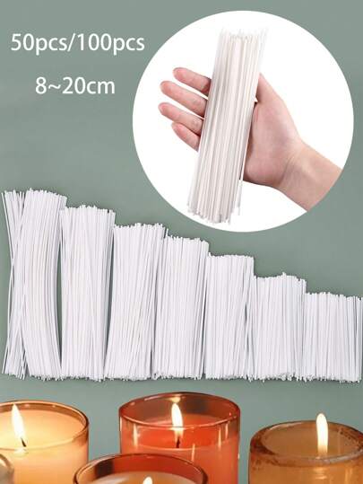 50/100pcs Candle Wicks Pre-Waxed For Candle Making, Smokeless Wax Core DIY Soy Wax Core Woven Kerosene Lamp, Candle DIY