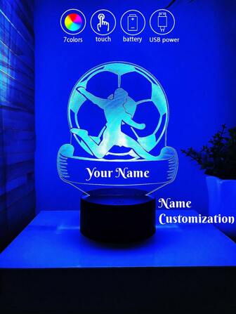 1pc Customized 3D Football Night Light Gift For Football Fans, Birthday Present Fashion ,Colorful,Contracted,Kawaii,Y2K,Minimal Chic,Cute Custom,Personalized,Unique Ideal Gifts For Him Her,Boyfriend,Girlfriend,Family,Friends For Christmas,For Halloween,For Winter,For Fall/Autumn Christmas Decor,Nightlight,Neon Lights,Home Goods,Room Decor, Finds,Holiday Decor,Christmas Lights