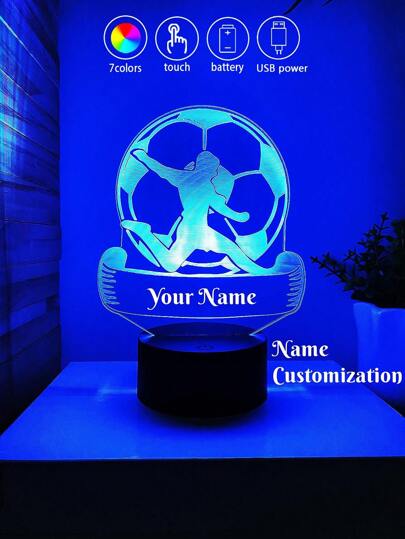 1pc Customized 3D Football Night Light Gift For Football Fans, Birthday Present Fashion ,Colorful,Contracted,Kawaii,Y2K,Minimal Chic,Cute Custom,Personalized,Unique Ideal Gifts For Him Her,Boyfriend,Girlfriend,Family,Friends For Christmas,For Halloween,For Winter,For Fall/Autumn Christmas Decor,Nightlight,Neon Lights,Home Goods,Room Decor, Finds,Holiday Decor,Christmas Lights