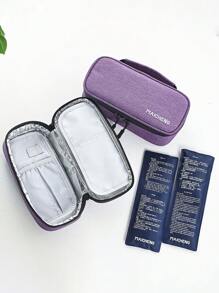1pc Small-Size Grey Insulated Medical Cooler Bag With 2 Reusable Ice Packs, Portable Insulin Storage Case, Gel Ice Pack, Medication Box Travel Emergency Bag Camping Pill Box Pill Case Pill Organizer Pill Container Medicine Box First Aid Kit First Aid Medical Bag Emergency Kit Bag