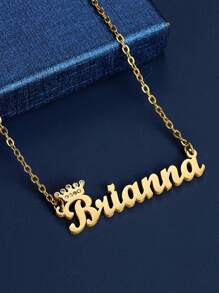 Collier pendentif personnalisé à la lettre en acier inoxydable avec couronne en zircone blanche, cadeau pour femmes et filles, collier avec nom personnalisé, mode automnale, vintage, sobre, décontracté, mignon sur mesure, personnalisé, cadeau idéal pour elle, petite amie, maman, famille, amis pour anniversaires, anniversaires, port quotidien, bal de promo, fête des mères, Saint-Valentin, remise des diplômes, mariages