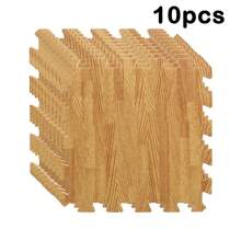 1pc/10pcs, 12"X12", High Strength Interlocking Floor Mats With Wood Grain Pattern, Suitable For Living Room, Kitchen, Bedroom, Anti-Collision/Anti-Slip/Waterproof, Puzzle Foam Flooring, Comes With 1 Edge Trim