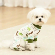 1 件舒适恐龙印花狗猫小宠物睡衣连体衣 - 綠色 - 查看 6