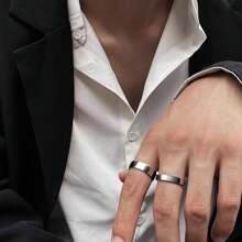 Anillo de de titanio de moda, banda de acero inoxidable plana personalizada, regalo para novio, Navidad, Año Nuevo, Día de San Valentín y días festivos