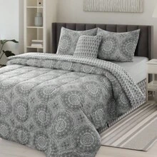 5-Piece Comforter Set – Lux Decor Collection – Lightweight Microfiber With Plush Texture – Opulent Design – All-Season Warmth – Elegant Bedding With Pillow Shams & Bed Skirt – Cozy Comforter, Elegant Bedding Set, Luxury Bedroom Essentials, Valentine's Day Romantic Bedroom, Spring Bedding Set, Complete Bed In A Bag, Matching Decor, Elegant Design, Luxury Look, Gift Set Idea, Guest Bedroom Ready, Modern Bedroom Style, Easy Bedroom Refresh, All-Inclusive Bedding, Daily Living, Home Comfort, Family Choice - Màu xám Aztec - Xem 5