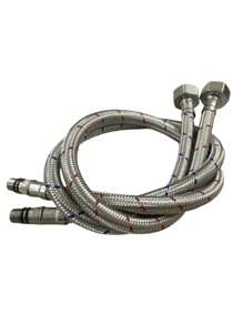 Braided Stainless Steel Flexible Hose 60 Cms Hot Cold - Silver - View 3