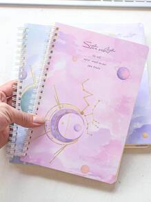 1pc A5 60 Pages Floral Design Spiral Notebook For Students, Thick Pages & Lined Inner Pages, Random Color Back To School