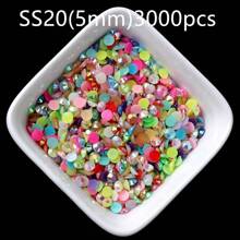 10000/5000/3000 件/包 AB 2-5 毫米树脂免烫散装水钻批发平底塑料水晶水钻 DIY 亮片适用于艺术和工艺品