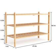 1 件 3 层竹制鞋架，适用于衣柜，独立式鞋架，可堆叠鞋子收纳架，适用于入口 - 彩色 - 查看 6