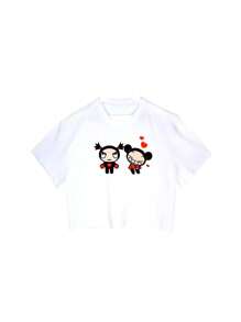 Cropped Feminino Tumblr Blogger Pucca And Garu Short Feminine - White - View 1