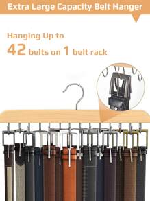 衣柜皮带挂钩，坚固的木质衣架衣柜配件，配有 28 个挂钩，收纳整理器和储物架，最多可容纳 84 条皮带 - 木质，2 个装