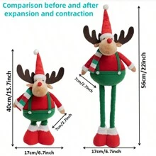 Papai Noel vermelho e verde de Natal, enfeites de boneca de pelúcia de renas