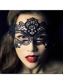 1 Stück schwarze spitze sexy Augenmaske, hautfreundlich, Party Accessoire für Frauen zu Halloween und Valentinstag