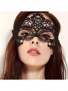 1 Stück schwarze spitze sexy Augenmaske, hautfreundlich, Party Accessoire für Frauen zu Halloween und Valentinstag