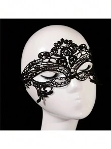 1 Stück schwarze spitze sexy Augenmaske, hautfreundlich, Party Accessoire für Frauen zu Halloween und Valentinstag