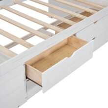 Solid And Stable Twin Size Elegant Design Daybed With Drawers And Shelves, Pine Wood Day Bed With Maximized Space For Office/Living Room/Bedroom, Sturdy Slats Support Wooden Sofa Bed For Teens Adults - trắng - Xem 8