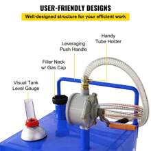 30 Gallon Portable Gas Caddy, Fuel Caddy Fuel Storage Tank With 4 Wheels & Manual Transfer Pump, Gasoline Fuel Container For Cars, Lawn Mowers, ATVs & Boats, Blue - 藍色 - 查看 4