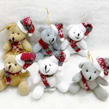 Decorative Christmas Pend Bear Ornament With Tree Scarf Hat 11/15CM - màu nâu - Xem 3