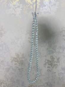 1pc Transparent Glass Crystal Decorated With Small Butterfly Design Phone Lanyard, Simple Yet Stylish, Suitable For Women. - Clear - View 5