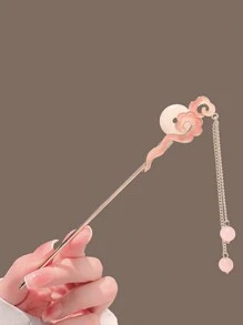 5pcs/1pc Alloy Hair Accessories Sakura Hairpin Hanfu Hair Stick Tassel Cheongsam Bun Clip - Premium Design, Minimalist Elegant, Alloy Material, Easy To Use, Beautiful Gift Hair Styling Pins Hair Bun Maker Bun Hair Piece, School Stuff