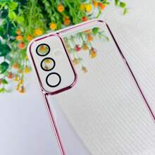 Capa Transparente Com Borda Colorida Metalizada Para Samsung A13 4G / A13 5G / A14 4G / A32 4G / A53 5G / Proteção de Câmera / CF47 - Rosa ouro - Visão 2