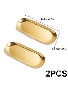 LEAPAIR 1/2/3 peças Bandeja Decorativa Oval de Aço Inoxidável Dourada/Prateada/Preta P/M/G, Bandeja para Joias, Bandeja para Toalha/Penteadeira, Prato, Bandeja para Chá/Frutas, Organizador de Cosméticos e Joias, Estilo Nórdico