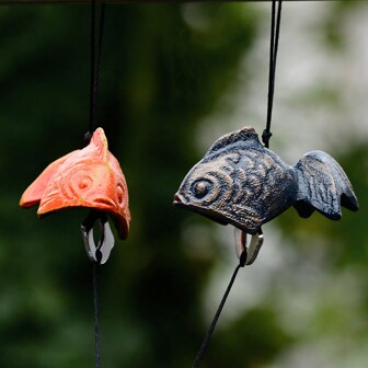 Animals Traditional Lucky Small Wind Chimes For Outside, Iwachu Cast Iron Bless Temple Wind Bell Memorial And Sympathy Wind Chimes Indoor Garden Bell, Patio, Balcony