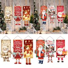 1 Stück Weihnachtsthemen Hänge Flagge, süßer Weihnachtsmann, Schneemann, Nussknacker Design, geeignet für Weihnachts Feiertags Dekoration, Türrahmen oder Garten