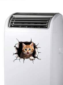 1张全新3D卡通个性化豹猫防水贴纸，适用于汽车、窗户、冰箱、橱柜等，可爱猫咪贴纸 - 黃色 - 查看 6