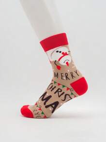 1 paar/3 paren/5 paren Vrouwen Dij Hoge Sokken Zachte Warme Dikke Cartoon Kerst Sokken Modieus Ins Paar Sport Casual Eenvoudige Grote Rode Lange Buis Sokken Unisex