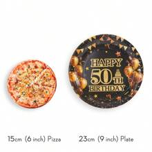 24件組 50歲生日派對用品套裝，紙盤派對用品，50歲生日一次性紙盤，50歲生日主題派對紙盤裝飾，送禮，慶祝活動 - 彩色 - 查看 4