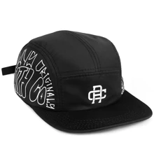 Anth.Co Five Panel Skater Cap Straight Brim Streetwear With Ribbed Adjustment - màu đen - Xem 5