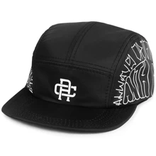 Anth.Co Five Panel Skater Cap Straight Brim Streetwear With Ribbed Adjustment - màu đen - Xem 3