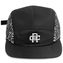 Anth.Co Five Panel Skater Cap Straight Brim Streetwear With Ribbed Adjustment - màu đen - Xem 4