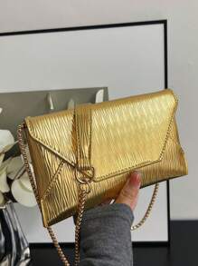 Bags For Women 2025 New Style Fashion Solid Color Chain Patent Leather Shiny Elegant Envelope Bag Texture Messenger Bag