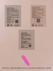 24入組簡約風格短方形印花假指甲，附1塊修剪器和1支果凍膠貼假指甲，美甲用品 - 彩色 - 查看 6