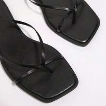 Elegantes bailarinas con cordones y punta cuadrada con adornos desmontables - perfectas para el verano! Estilo inspirado en lo francés. - Negro - Ver 3