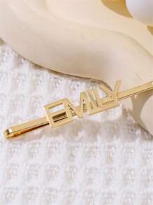 1pc Personalized Uppercase Letter Hair Clip, Customized Stainless Steel Name Hair Pin, Minimalist Customized Text Accessory Headpiece For Women, Mothers Gift, Bridesmaids Gift, Christmas Gift, Wedding Gift, Birthday Gift - Gold - View 2