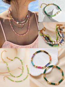 4*13mm / 13-15 piezas Cuentas sueltas cilíndricas largas de piedra natural redonda - Para hacer joyas DIY pulseras, collares y accesorios de pendientes - Idea de regalo bohemio chic inolvidable - Cuentas de tubo de 4x13mm - Ver 3